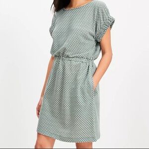 LOFT Green and White Mini Dress